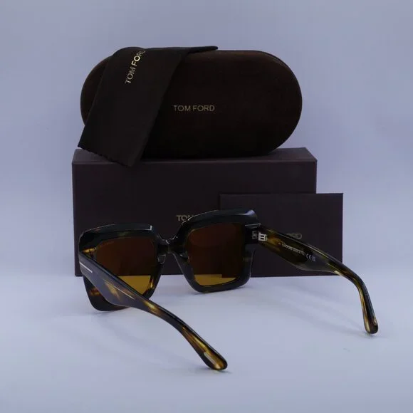 Tom Ford FT1157 52E Esme Square Sunglasses - Dark Havana/Brown display picture 3